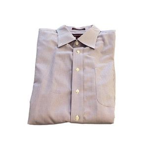 HP EUC Nordstrom smartcare dress shirt in purple and white check. 18-35 Like new